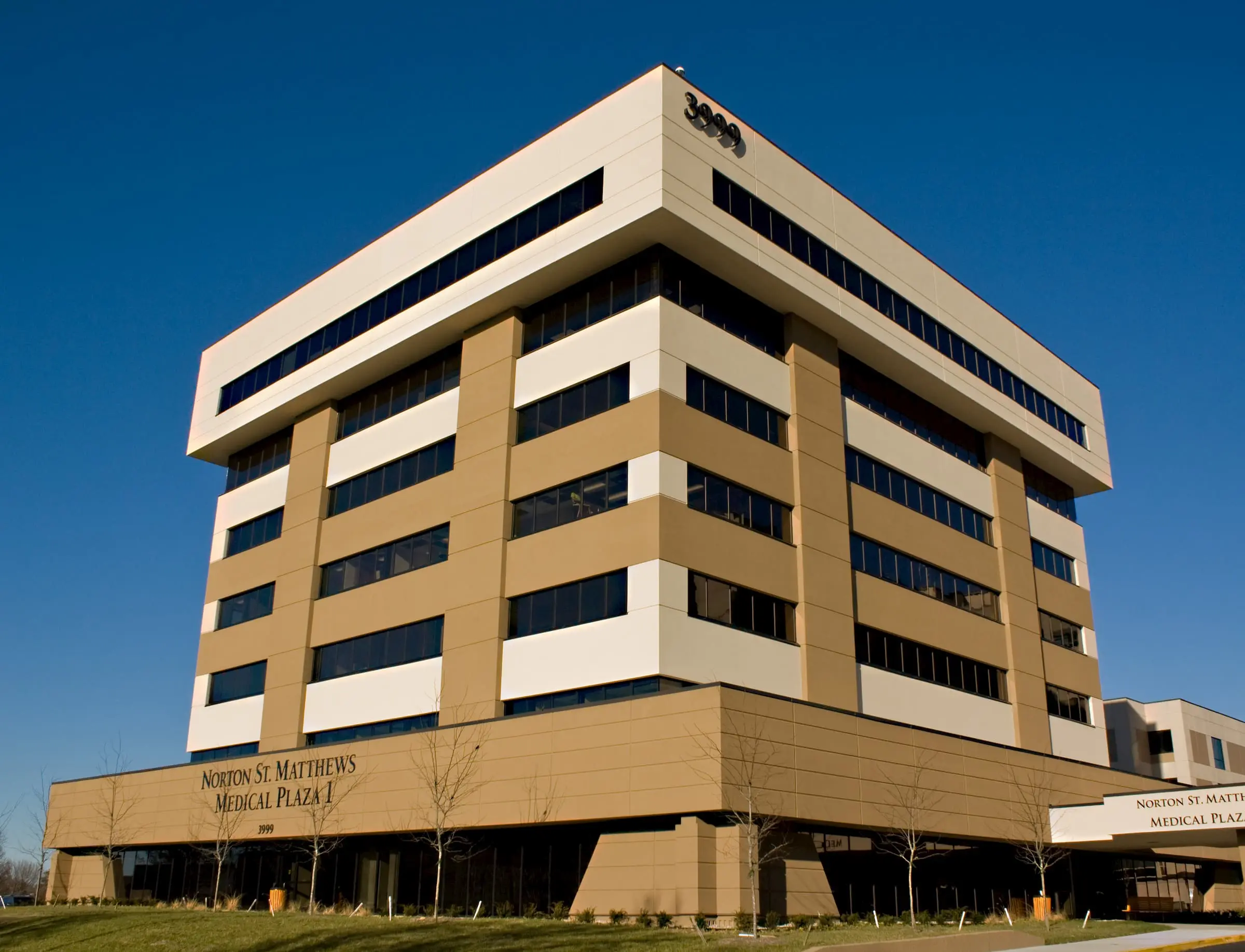 Glass windows on a medical plaza