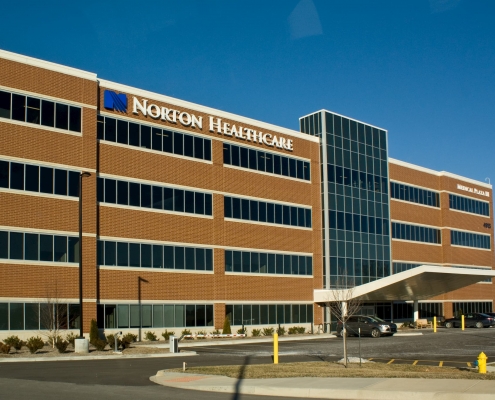 Glass windows and glass walls on the Norton healthcare building