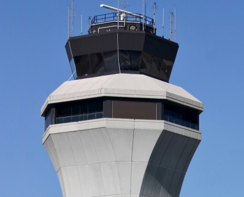 Glass installed at the air traffic control tower